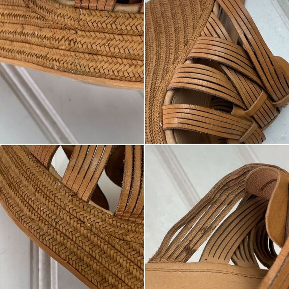 UGG Melinda Brown Leather Wedge Platforms Sandals - Picture 8 of 12